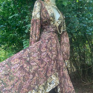 ASOS floral maxi dress gown  long sleeve sheer floaty boho balloon sleeve 6T